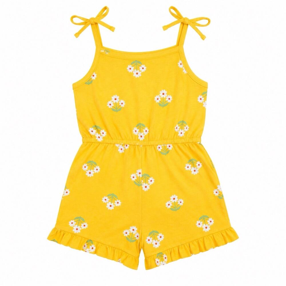 NWT Old Navy Toddler Girls 2T Yellow Floral Tie Strap Romper Daisy Print